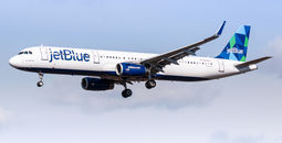JetBlue Airbus A321-200 aircraft over JFK Airport