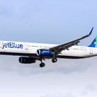 JetBlue Airbus A321-200 aircraft over JFK Airport
