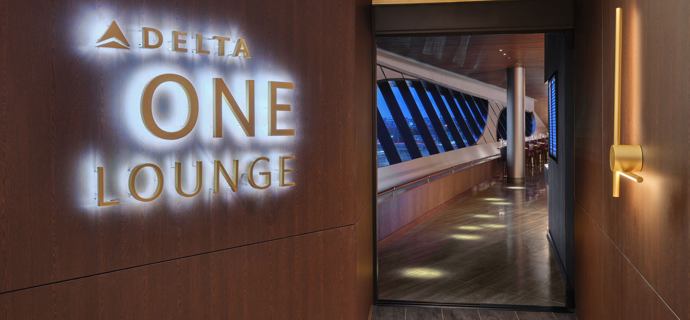 Image: The entryway into Boston Logan's Delta One Lounge. (Photo Credit: Delta Air Lines)