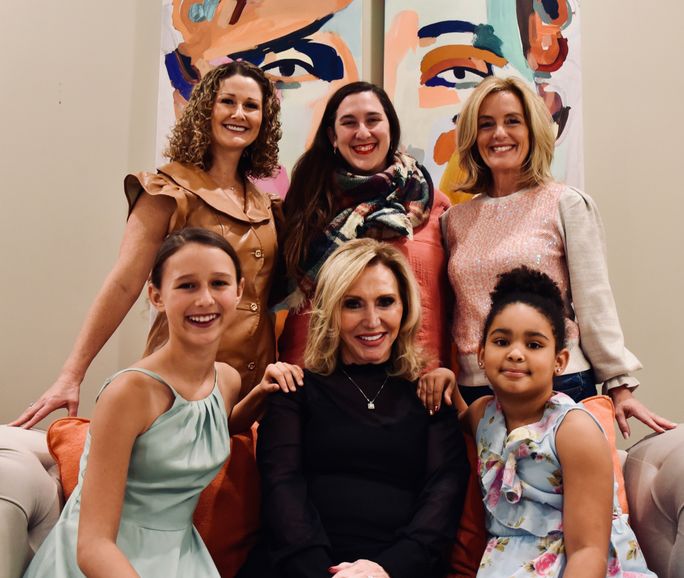 L to R: Marissa Applegate, Victory I Godmother Emily Coleman, Angie Hack; Victory II Godmother Molly Applegate, Claudette Waggoner, Jasper Coleman. Victory Cruise Lines, people, Waggoners, godmothers, victory cruise line godmothers