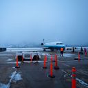 Plane boarding at Jackson Hole Airport in Wyoming