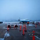 Plane boarding at Jackson Hole Airport in Wyoming