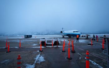 Plane boarding at Jackson Hole Airport in Wyoming
