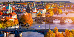 Autumn on the Vltava River in Prague, Czech Republic
