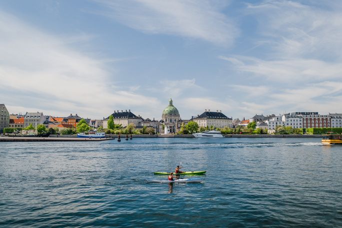 The Kings Palace and The Marble Church seen from the canals. The Kings Palace and The Marble Church seen from the canals.