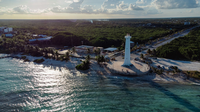 Aerial view of Mahahual, Quintana Roo, Mexico