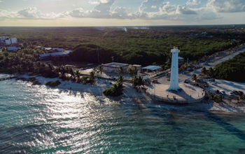 Aerial view of Mahahual, Quintana Roo, Mexico