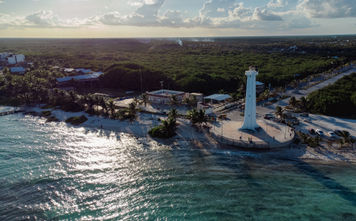 Aerial view of Mahahual, Quintana Roo, Mexico