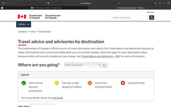 Canada travel advisory