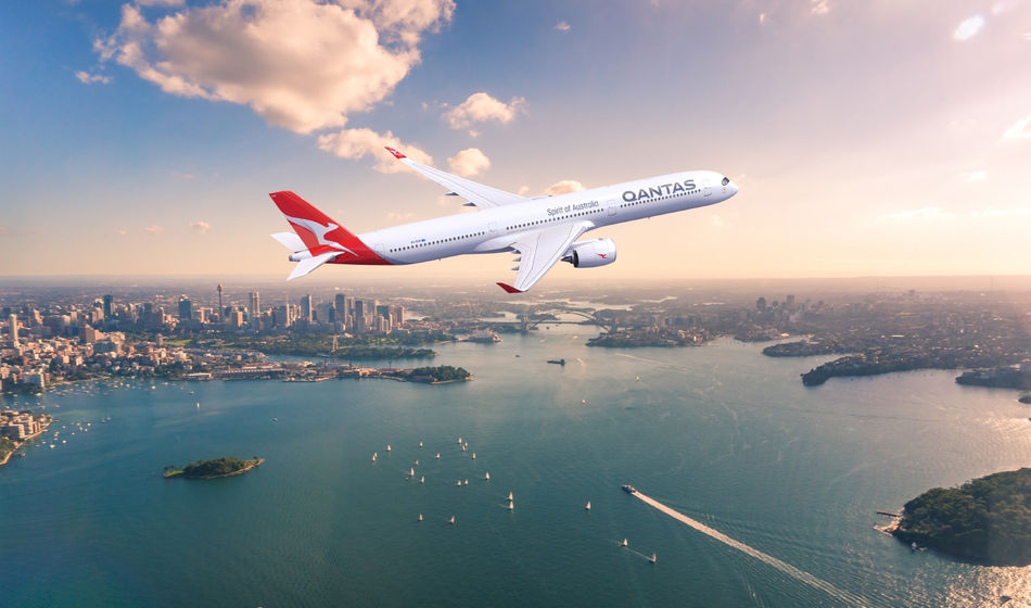 Qantas, A350-1000, airbus airplane, airplane over australia