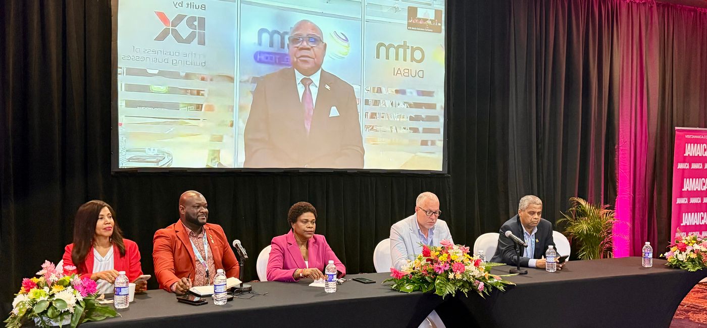 Image: Jamaica Tourism Minister Edmund Bartlett speaks at the 2026 Jamaica Product Exchange (JAPEX) conference. (Photo Credit: Photo by Mia Taylor)