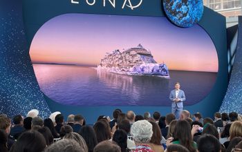 Marc Kazlauskas, president of Norwegian Cruise Line, celebrates Norwegian Luna's christening in Miami