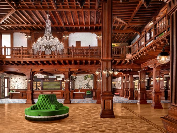 The newly restored lobby inside the Hotel del Coronado.