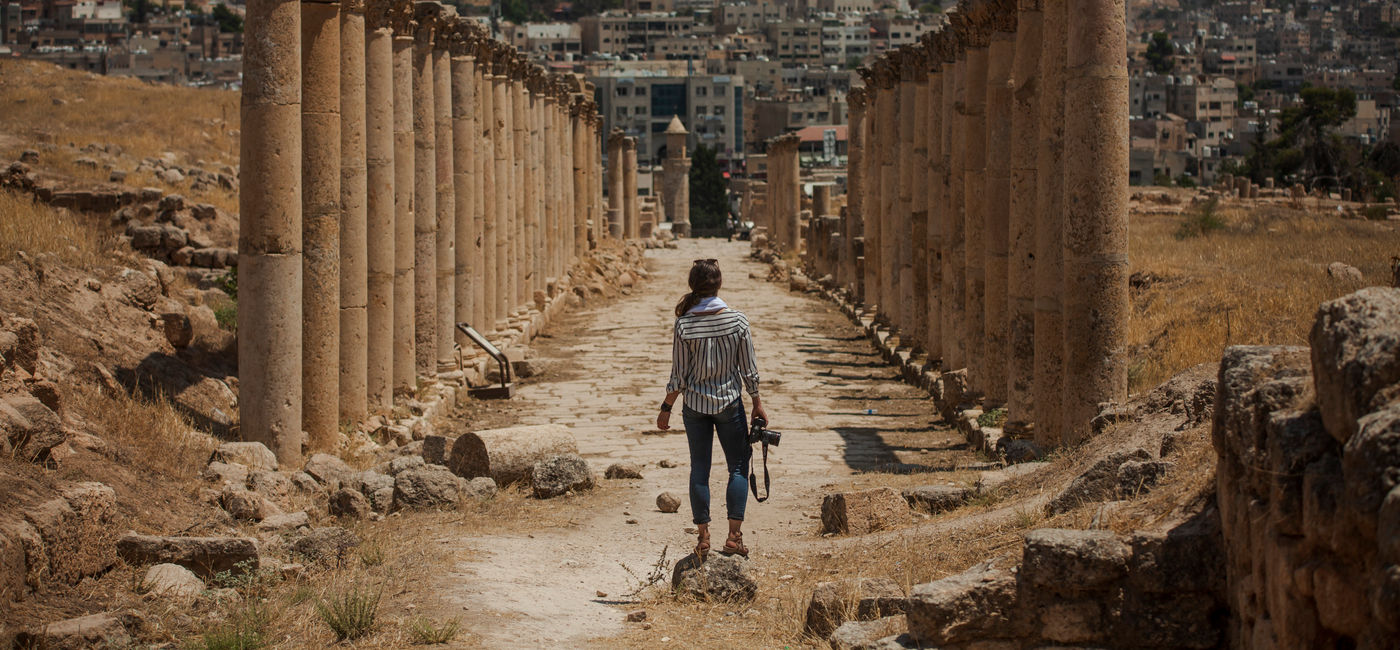 Image: Pillars at the ruins in Jerash, Jordan (Photo Credit: G Adventures)