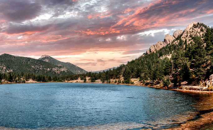 Lily Lake in Estes Park, Colorado. Lily Lake in Estes Park, Colorado.