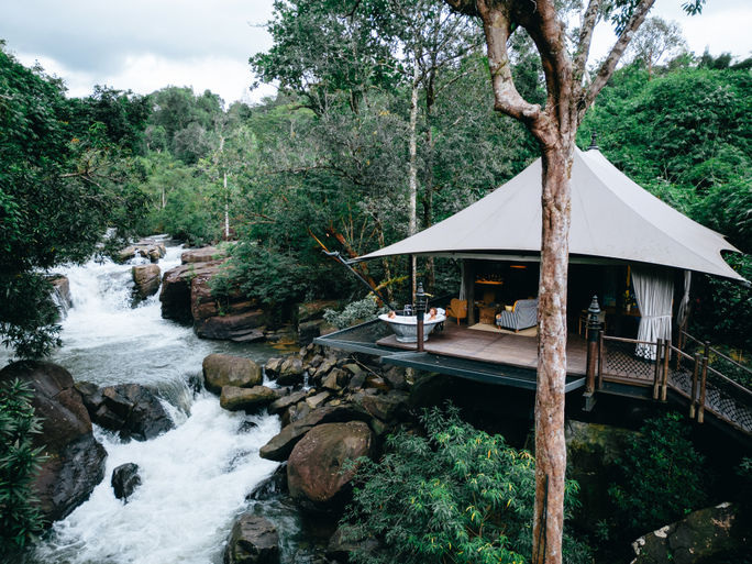 A tent at the Shinta Mani Wild Retreat in Cambodia. Shinta Mani Wild, Cambodia, All-Inclusives, Luxury Resort in Cambodia