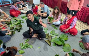 Making leaf bowls in Nagarkot