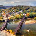 View of Harpers Ferry, West Virginia during fall