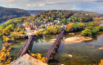 View of Harpers Ferry, West Virginia during fall