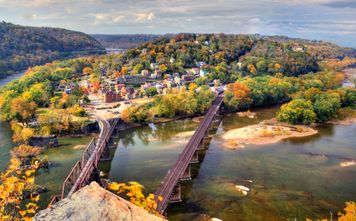 View of Harpers Ferry, West Virginia during fall