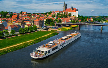 A Viking longship cruising the Seine in France.