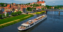 A Viking longship cruising the Seine in France.