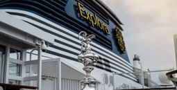 The America's Cup trophy onboard Explora I in Barcelona