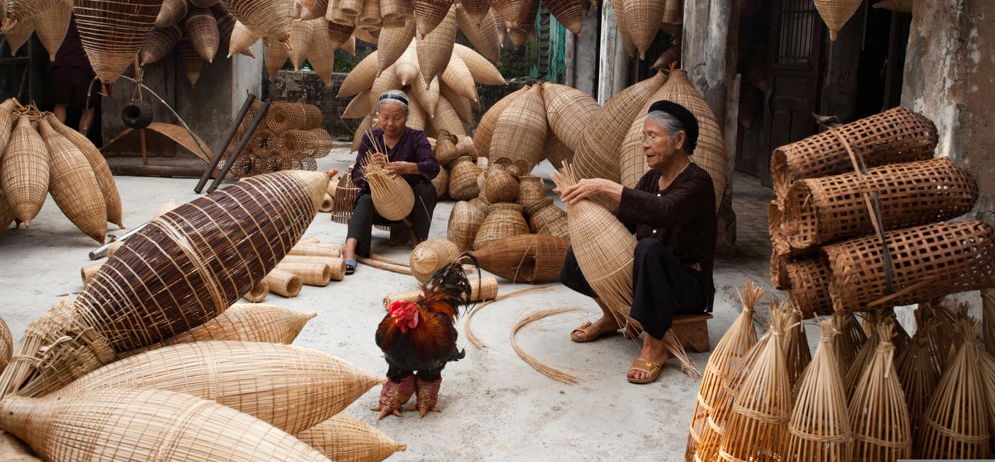 Image: Wicker basket artisans in Vietnam. (Photo Credit: Collette)
