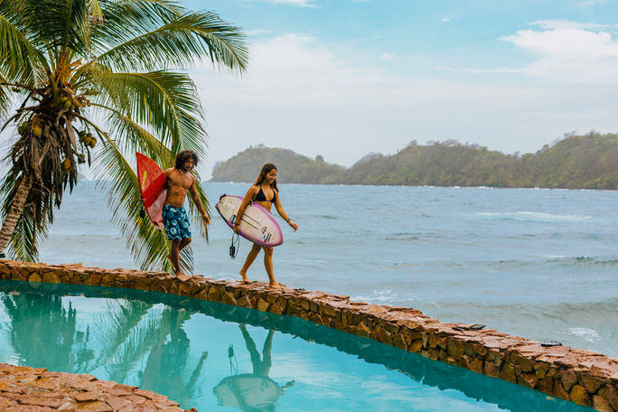Surfing at Isla Grande, Panama 