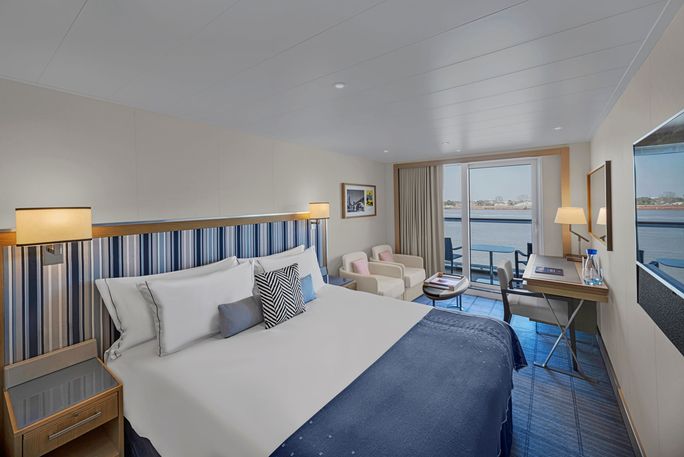 Deluxe Veranda Stateroom on board the Viking Mississippi.