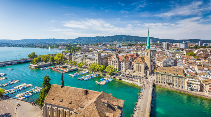 Stadtzentrum in Zürich, Schweiz. 