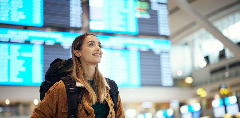 A young traveler arriving at her destination.