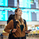 A young traveler arriving at her destination.