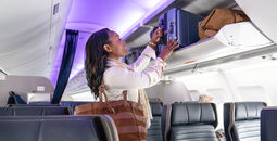 Overhead bin space aboard United Airlines