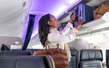 Overhead bin space aboard United Airlines