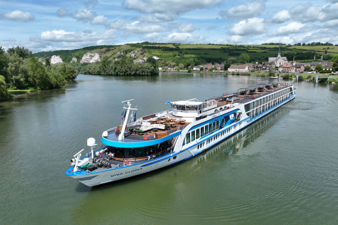 VIVA GLORIA in Les Andelys, France, on the Seine River VIVA GLORIA in Les Andelys, France, on the Seine River