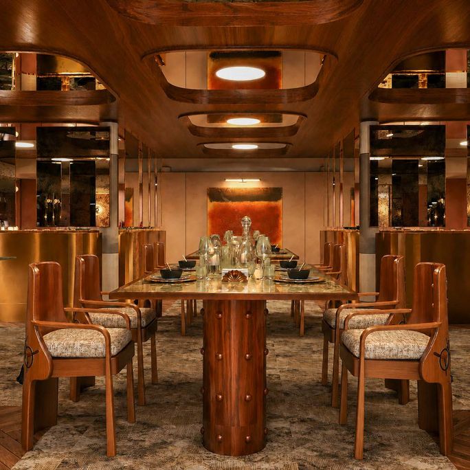 Rendering of the restaurant inside the AmaNubia. AmaWaterways, AmaNubia, new river cruise ship 2026, nile river cruise ships