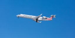 American Eagle Bombardier jet landing