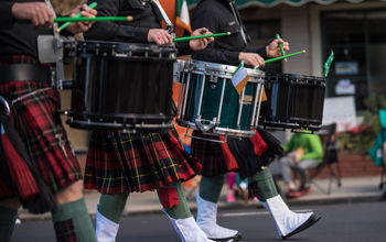 Band plays during a St. Patrick's Day parade