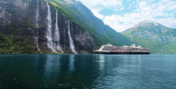A Holland America Line ship in Geirangerfjord