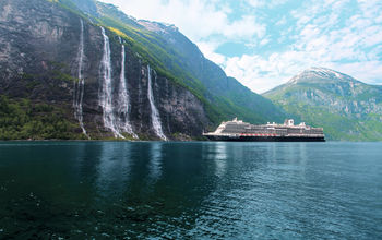 A Holland America Line ship in Geirangerfjord
