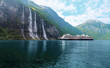A Holland America Line ship in Geirangerfjord