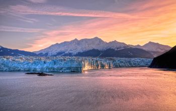 Sunrise at Hubbard Glacier, Alaska.