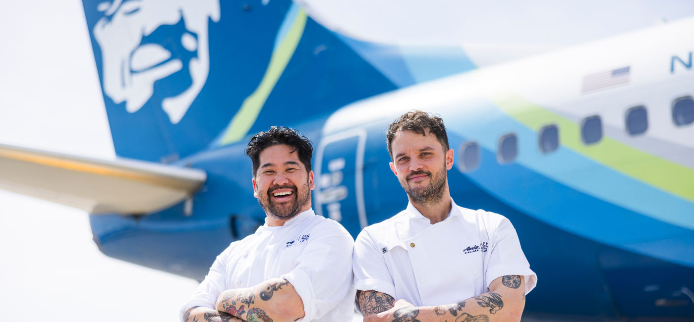 Image: Alaska Airlines Chefs Brandon Jew and Brady Ishiwata Williams (Photo Credit: Alaska Airlines)