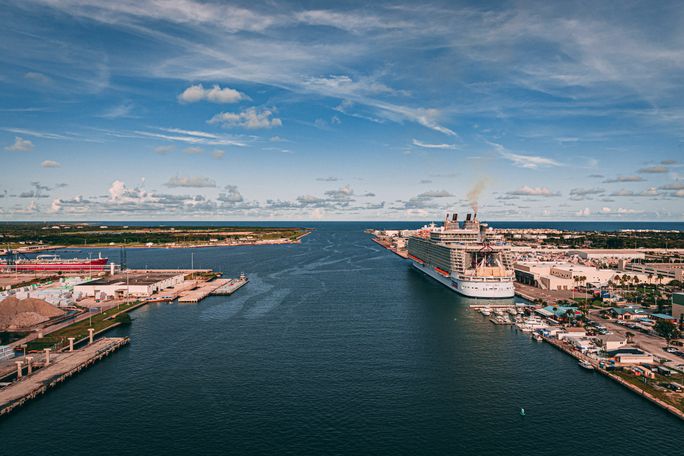 Aerial view of Port Canaveral, Florida