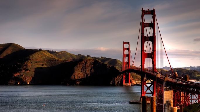 San Franciso's Iconic Golden Gate Bridge at Sunrise. San Franciso's Iconic Golden Gate Bridge at Sunrise.