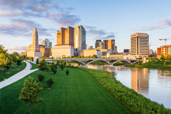 Columbus, Ohio skyline from Bicentennial Park