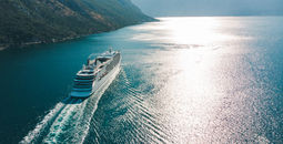 Cruise ship sailing off in the distance