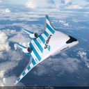Airbus&#39; MAVERIC scale model aircraft in flight.