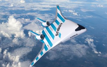 Airbus&#39; MAVERIC scale model aircraft in flight.